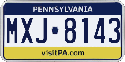 PA license plate MXJ8143
