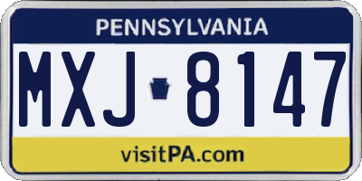 PA license plate MXJ8147