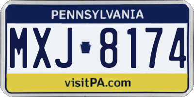 PA license plate MXJ8174