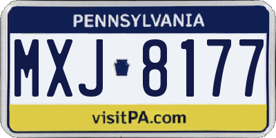 PA license plate MXJ8177