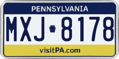 PA license plate MXJ8178