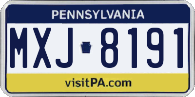 PA license plate MXJ8191