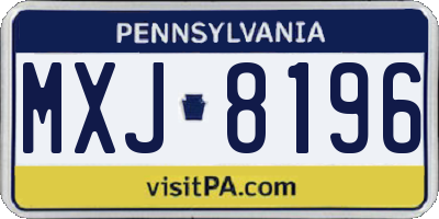 PA license plate MXJ8196