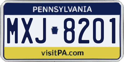 PA license plate MXJ8201