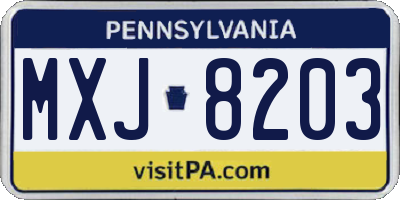 PA license plate MXJ8203