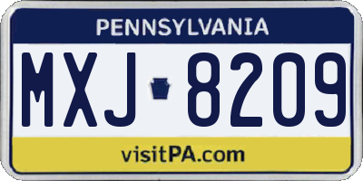 PA license plate MXJ8209