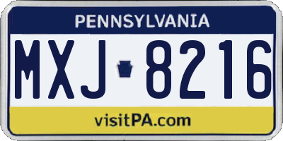 PA license plate MXJ8216