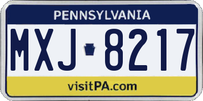 PA license plate MXJ8217