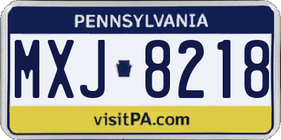PA license plate MXJ8218