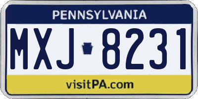 PA license plate MXJ8231