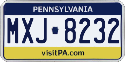 PA license plate MXJ8232