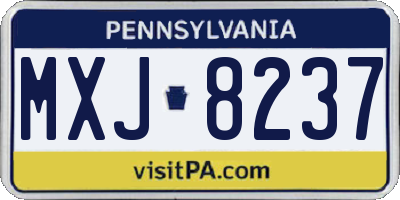 PA license plate MXJ8237