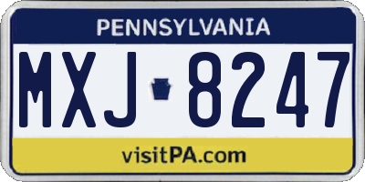 PA license plate MXJ8247
