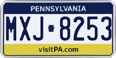 PA license plate MXJ8253