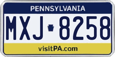 PA license plate MXJ8258