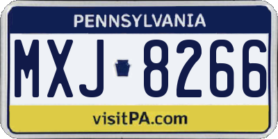 PA license plate MXJ8266