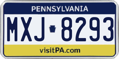 PA license plate MXJ8293