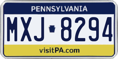 PA license plate MXJ8294
