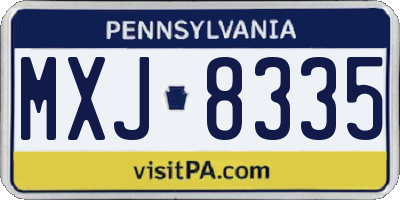 PA license plate MXJ8335