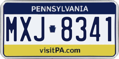 PA license plate MXJ8341