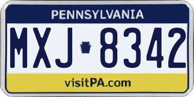 PA license plate MXJ8342