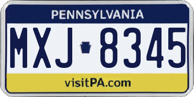 PA license plate MXJ8345