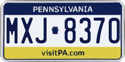 PA license plate MXJ8370