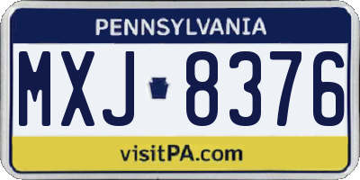 PA license plate MXJ8376