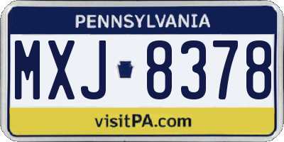 PA license plate MXJ8378