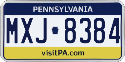 PA license plate MXJ8384