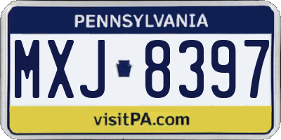 PA license plate MXJ8397
