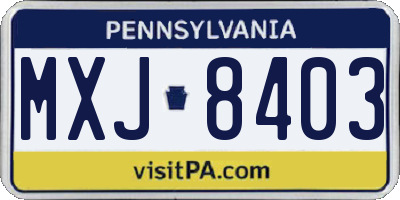 PA license plate MXJ8403