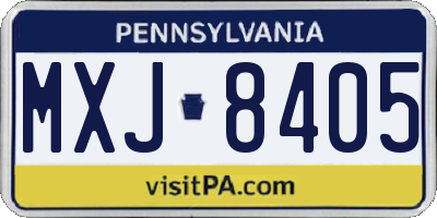 PA license plate MXJ8405