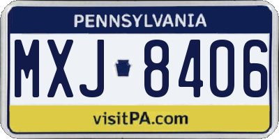 PA license plate MXJ8406