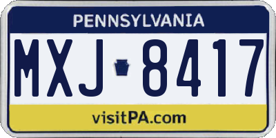 PA license plate MXJ8417