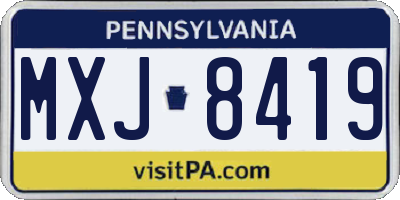 PA license plate MXJ8419