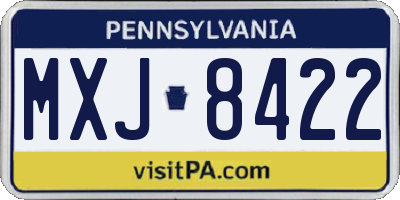 PA license plate MXJ8422