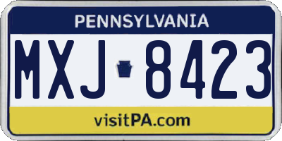 PA license plate MXJ8423