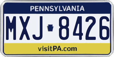 PA license plate MXJ8426