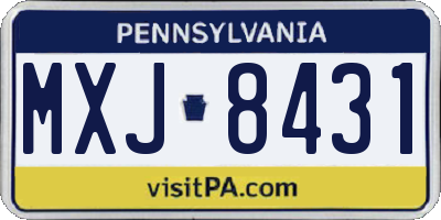 PA license plate MXJ8431