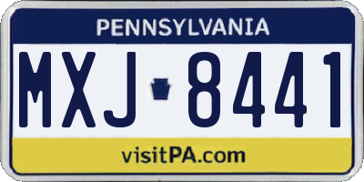 PA license plate MXJ8441