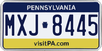PA license plate MXJ8445