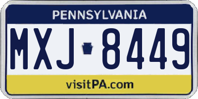 PA license plate MXJ8449