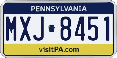 PA license plate MXJ8451