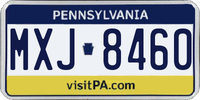 PA license plate MXJ8460