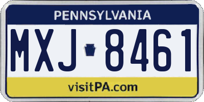 PA license plate MXJ8461