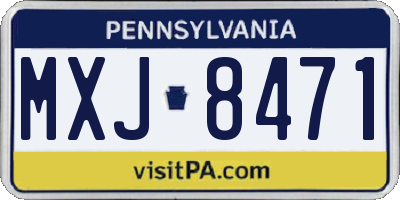 PA license plate MXJ8471