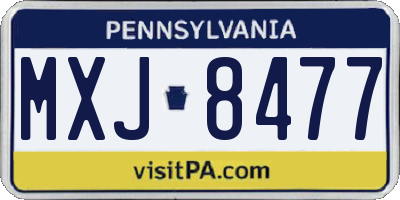 PA license plate MXJ8477