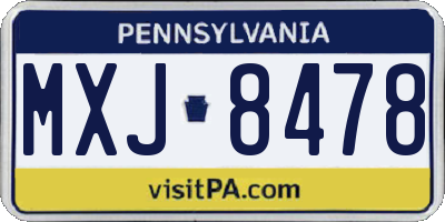 PA license plate MXJ8478