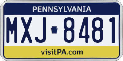 PA license plate MXJ8481